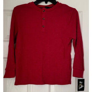 Boys Art Class Red Long Sleeve Thermal Henley Shirt S (6/7)